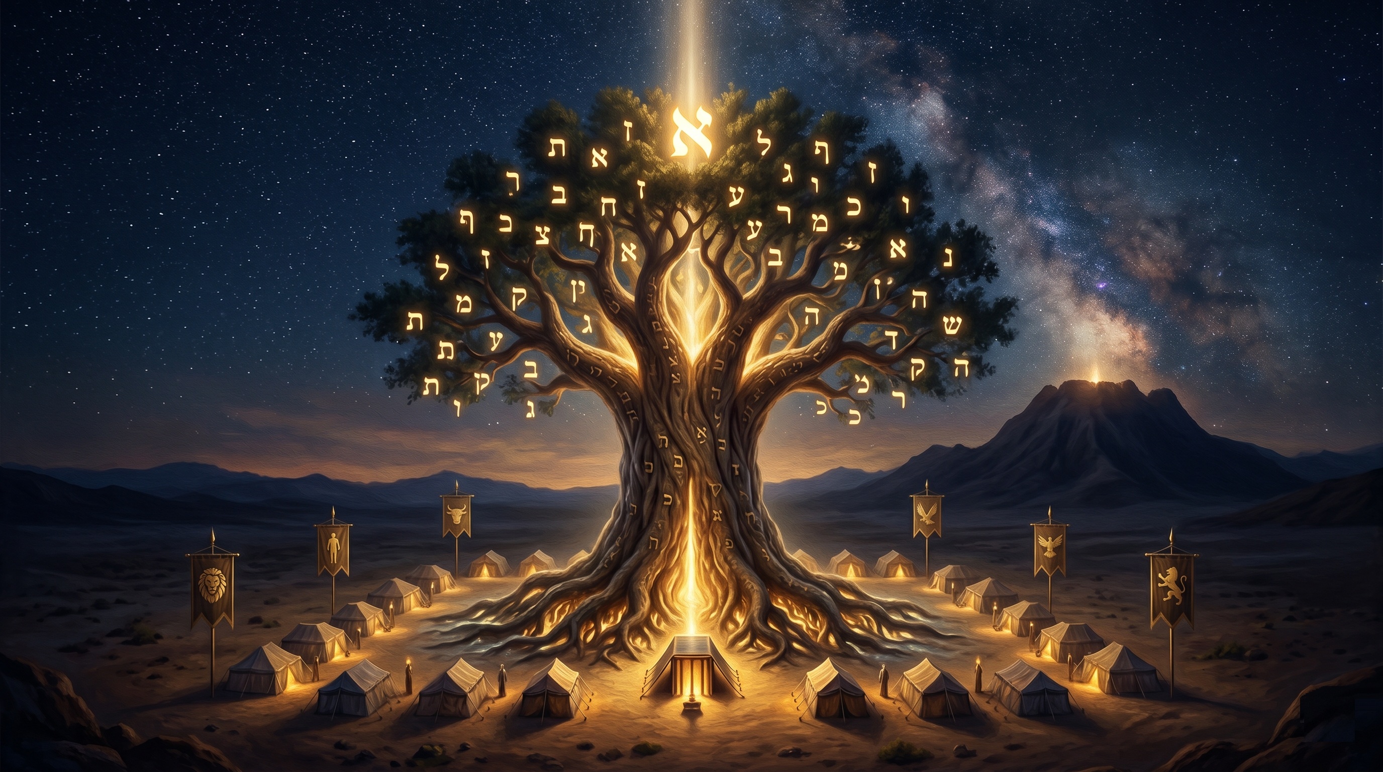 The Tree of Life surrounded by the camp of the 12 tribes
