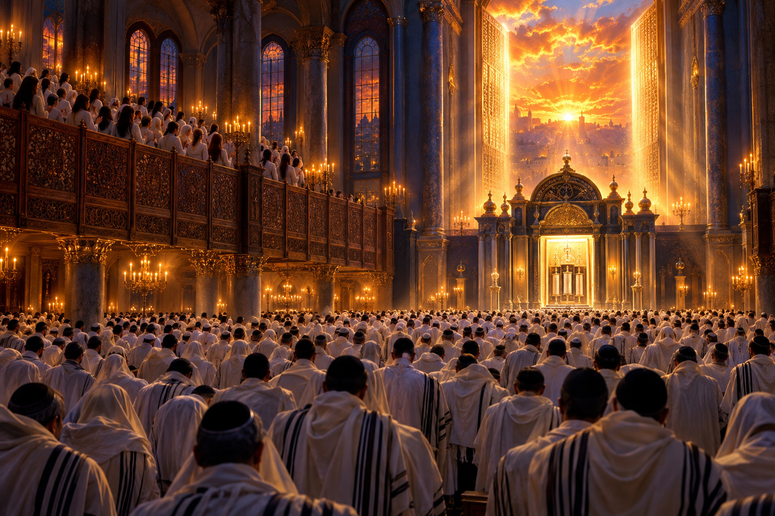 Neila — the assembly of Israel in white before the gates of light at sunset